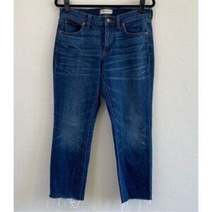 Madewell Slim Boyjean Jeans Blue Raw Hem Boyfriend Magic Pockets Denim Sz 27